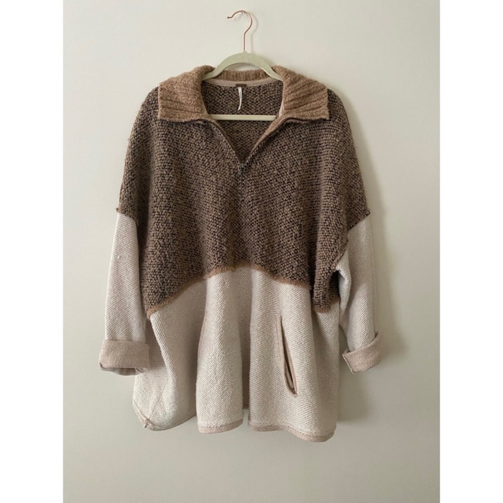 Free People Colorblock Quarter Zip Pullover
